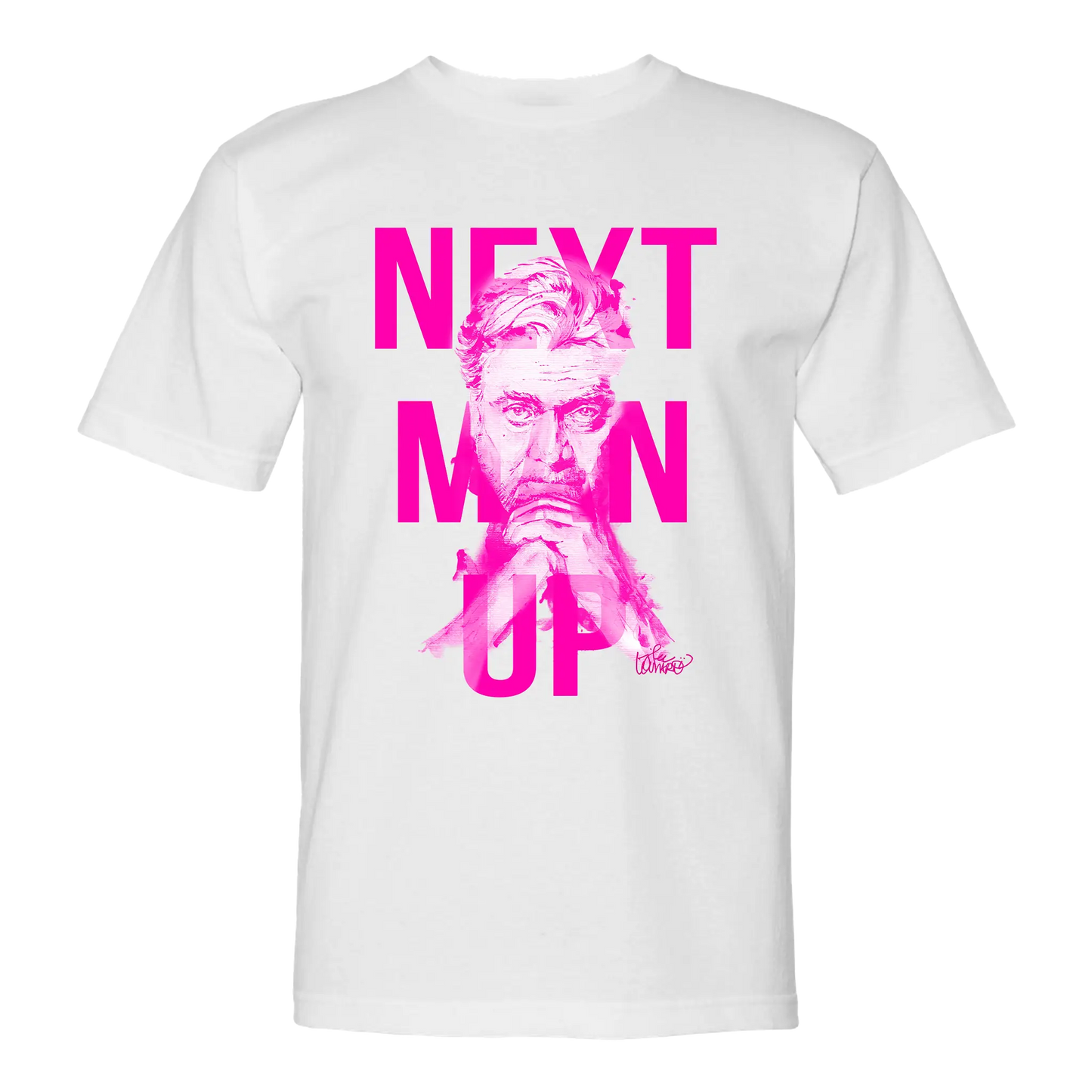 Next Man Up White & Pink Tee